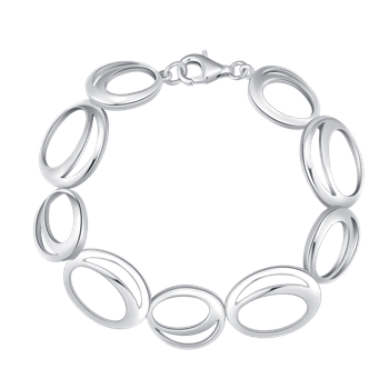 Sølv armbånd med store ovale led i kæde og synlig lås øverst, fra Støvring Design.