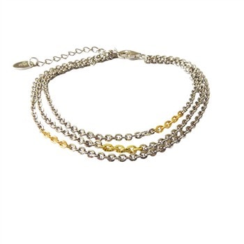 Bracelet & Necklace 925/585 -Rhodium 42+8 cm, fra San - Links of Joy
