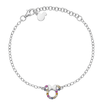 Sølv armbånd med Minnie besat med farvede sten fra Disney