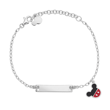 Sølv armbånd med id-plade og Mickey Mouse fra Disney