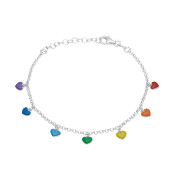 Hjerte regnbue armbånd sølv, fra aagaard