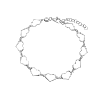 Armbånd, hearts, 16+3cm sølv, fra aagaard