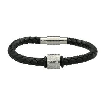 Mens sort armbånd med charm, fra aagaard