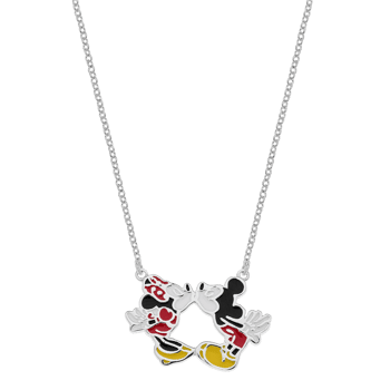 Sølv halskæde med kyssende Minnie & Mickey fra Disney Design