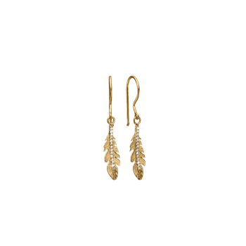 Ørehænger, 8kt guld, fjer m/28 cz, fra aagaard