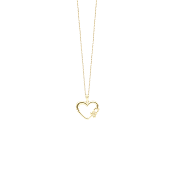 8 karat guldhjerte med heartfelt, 45 cm forgyldt kæde