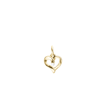 Hjerte vedhæng i 8kt, lg diamant 0,03 ct, fra aagaard
