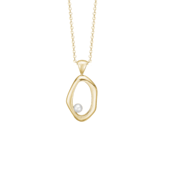 Halskæde m/ferskvandsperle, 20x17mm, 46c, fra aagaard