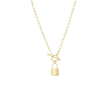 Halskæde med Hængelås Vedhæng i Forgyldt Sterling Sølv 12 x 8 mm