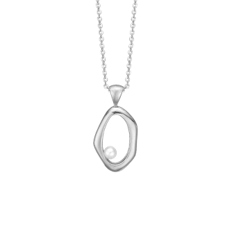Halskæde m/ferskvandsperle, 20x17mm, 46c, fra aagaard