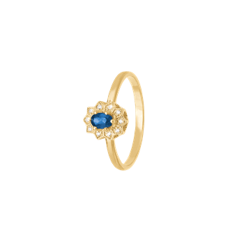 Ring, 8k, safir/diamanter, fra aagaard