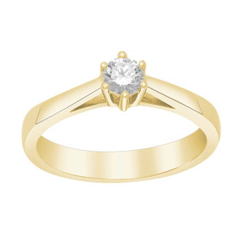 Afrodite 14 kt Solitaire guldringe fra 0,03 til 0,25 ct Wesselton /SI
