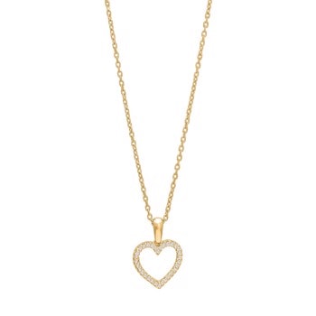 14kt. guldhjerte m/dia. 0.09ct W/SI+forg. kæde, fra Siersbøl