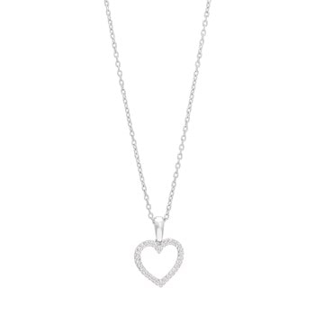 14kt. hvidguldshjerte m/dia. 0.09ct W/SI+sølvk, fra Siersbøl