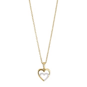 14kt. guldhjerte m/ dia. 0.01ct W/SI inkl. forg. K, fra Siersbøl