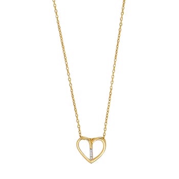14kt. guldhjerte m/dia. 0.010ct W/SI inkl. forg., fra Siersbøl