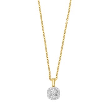 14kt. guldvedhæng m/dia. 0.23ct W/SI inkl. sølv kæde, fra Siersbøl