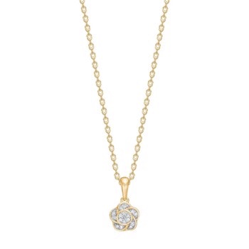 14 kt. blomster guldvedhæng m/diamanter 0,05ct W/SI