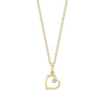 14kt. guldhjerte m/dia. 0,008ct W/SI inkl. forg. kæde, fra Siersbøl