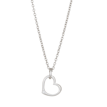 14kt. hvidguldshjerte m/dia. 0.010ct W/P1 inkl. sø, fra Siersbøl