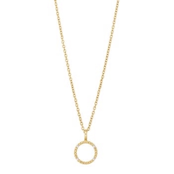 14kt. guldvedhæng m/dia. 0.02ct W/PI og forg. kæde, fra Siersbøl