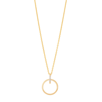 14kt. guldvedhæng m/dia. 0.02ct W/SI og forg. kæde, fra Siersbøl