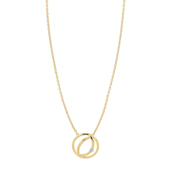 14kt. guldvedhæng m/dia. 0.02ct W/PI og forg. kæde, fra Siersbøl