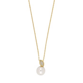 14kt. guldvedh. m/dia. 0.045ct W/SI+perle og forg., fra Siersbøl