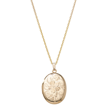 Medaljon m. 14kt. påvalset guld. Inkl. kæde, fra Siersbøl
