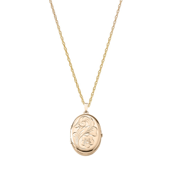 Medaljon m. 14kt. påvalset guld. inkl. kæde, fra Siersbøl