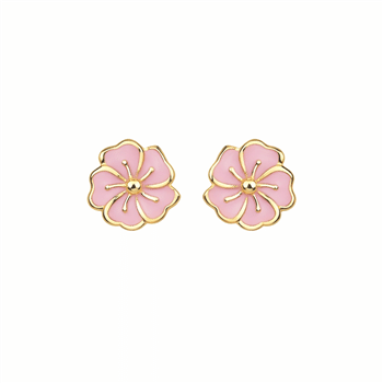 Ørestik sølv forgyldt rosa blomst, fra L&G