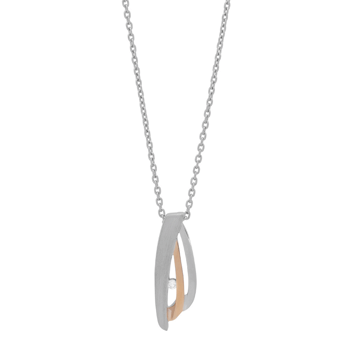 Rhod. sølvvedhæng mat m/dia 0.03ct. og 8kt. guld, fra Siersbøl