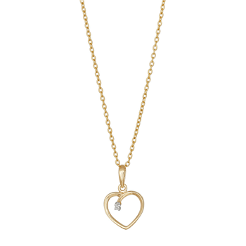 14kt. guldhjerte m/dia. 0.005ct W/SI inkl. forg. k, fra Siersbøl