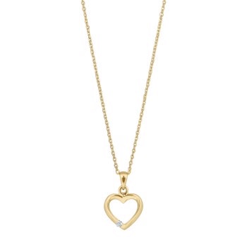 14kt. guldhjerte m/dia. 0.022ct W/SI inkl. forg., fra Siersbøl