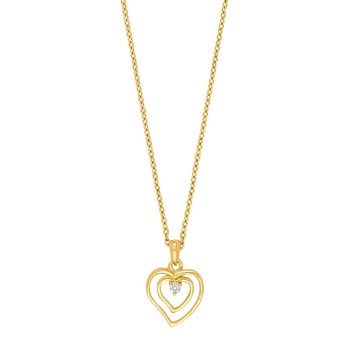 14kt. guld hjertevedhæng m. 0,015ct W/SI inkl. forg. kæde, fra Siersbøl