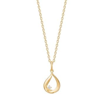 Siersbøl 14 kt guld hjertevedhæng med diamant og kæde