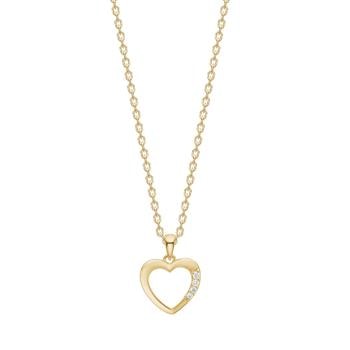 14kt. guldvedhæng hjerte m.0,018ct W/SI inkl. forg. kæde, fra Siersbøl