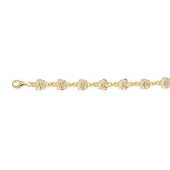 Armbånd sølv forgyldt blomst emalje, fra L&G