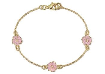 Armb. sølv forgyldt blomst rosa, fra L&G
