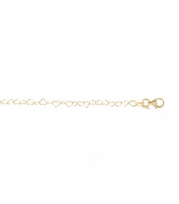 Armbånd sølv forgyldt åbne hjerter 16 cm, fra L&G
