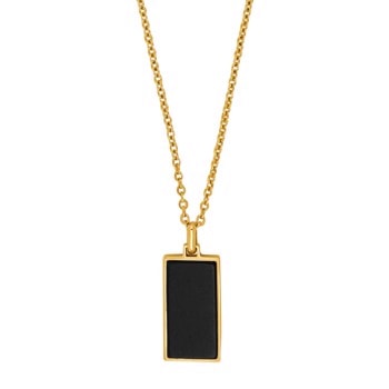 SON kæde stål IP gold med black agate , fra Son of Noa
