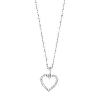 14kt. hvidguldshalskæde m/ hjerte dia.0.46ct W/SI, fra Siersbøl
