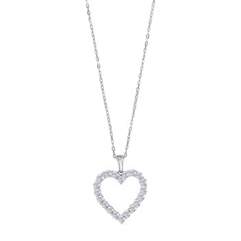 14kt. hvidguldshalskæde m/ hjerte dia.0.95ct W/SI, fra Siersbøl