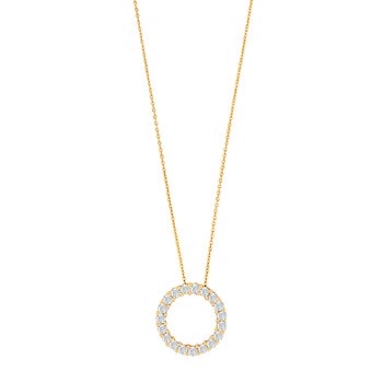 14kt. guldhalskæde m/cirkel dia. 0.495ct W/SI, fra Siersbøl