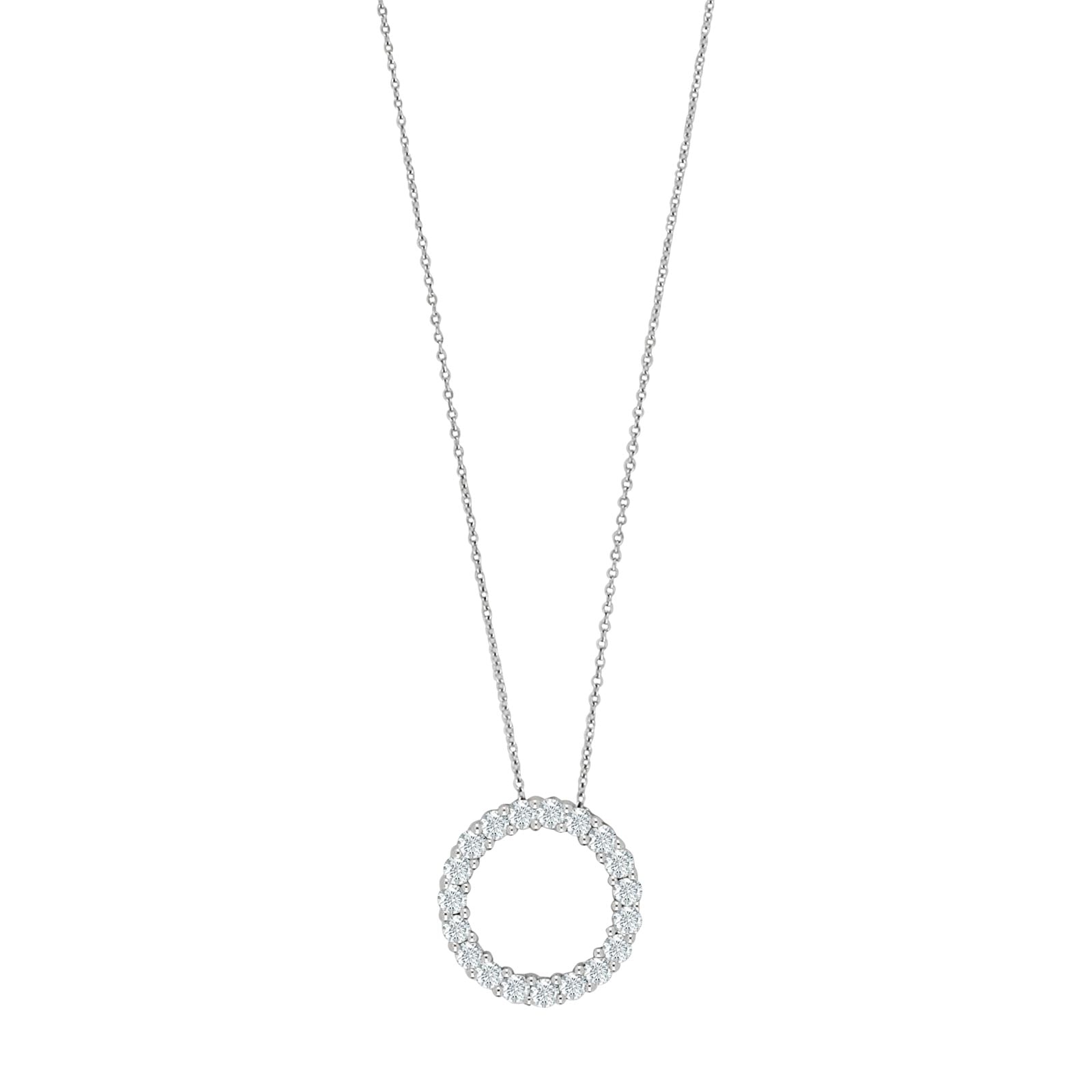 14kt. hvidguldshalskæde m/ cirkel dia.0.495ct W/SI, fra Siersbøl