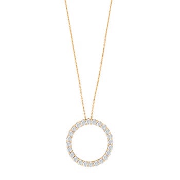 14kt. guldhalskæde m/cirkel dia. 0.98ct W/SI, fra Siersbøl