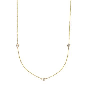 14kt. guldhalskæde m/3 x dia. 0.01ct W/SI, fra Siersbøl
