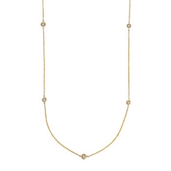 14kt. guldhalskæde m/5 x  dia. 0.02ct W/SI, fra Siersbøl