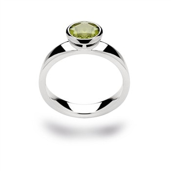 Sterling sølv Ring, rhodineret. blank, peridot 1.30ct