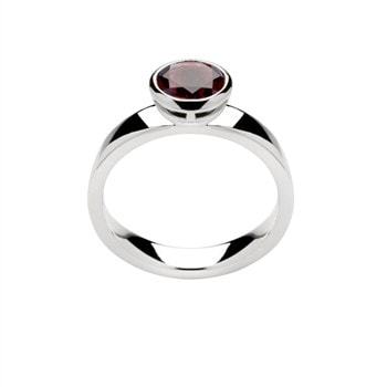 Sterling sølv Ring rhodineret. blank, Granat 1.40ct